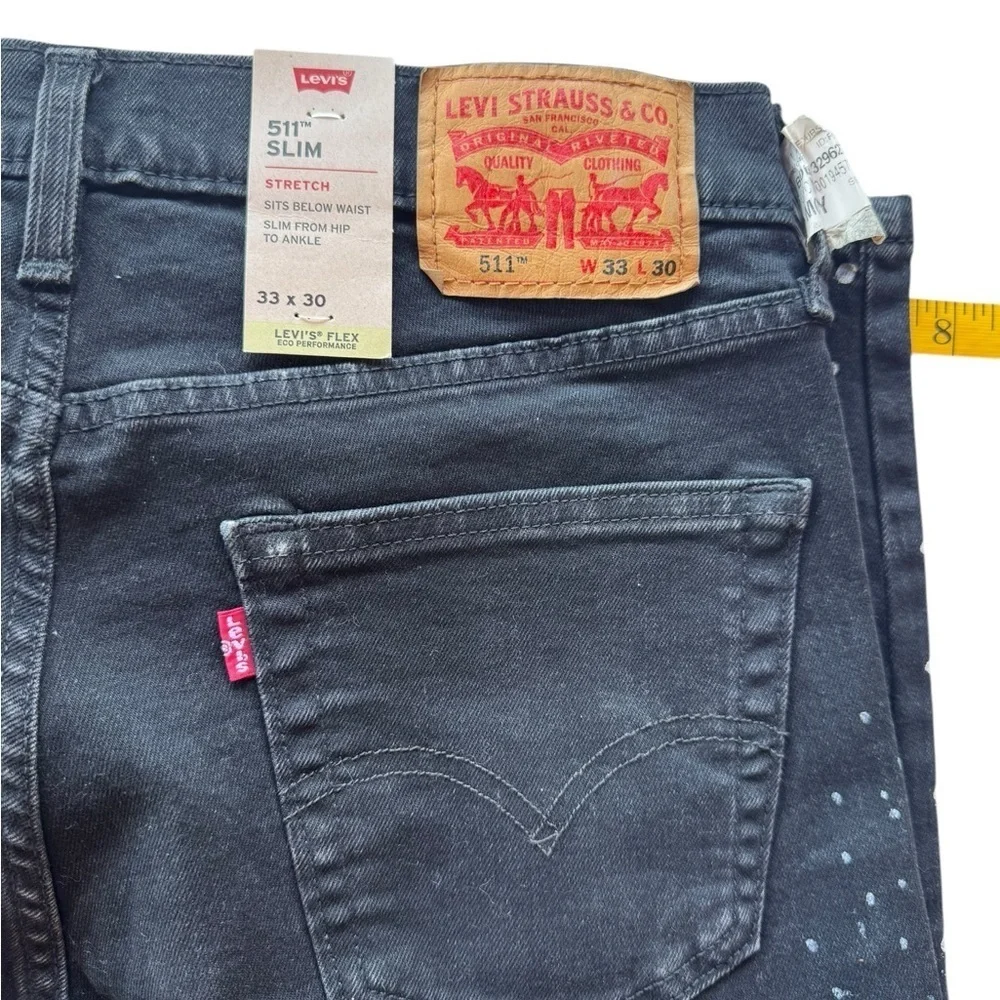 Levi struss.  Levi's Black Slim Straight Jeans with Modern Texture